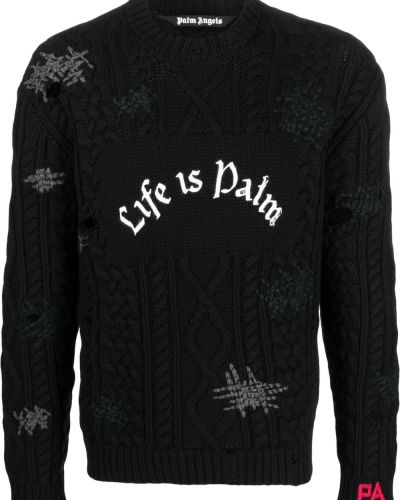 Obrabljen pulover Palm Angels črna