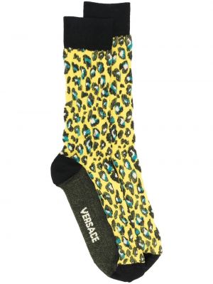 Chaussettes à imprimé à imprimé léopard Versace jaune