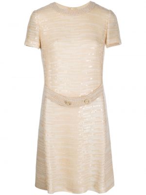 Vlněné mini šaty s výšivkou s knoflíky Chanel Pre-owned