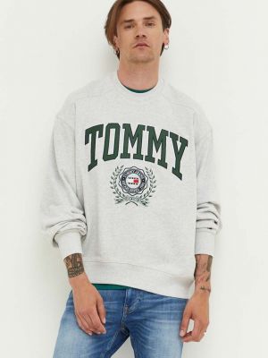 Pamut melegítő felső Tommy Jeans szürke