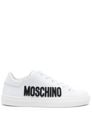 Sneakerși din piele Moschino alb