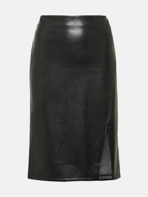Falda midi de cuero de cuero sintético Diane Von Furstenberg negro