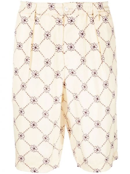 Kratke hlače s cvetličnim vzorcem s potiskom Marni bela