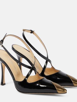 Pantofi cu toc din piele de lac Alessandra Rich negru