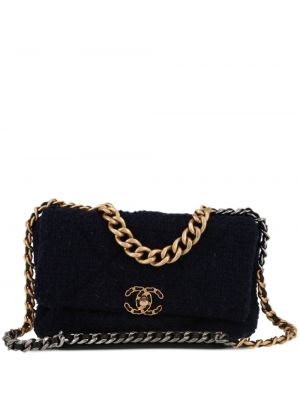 Чанта за ръка от туид Chanel Pre-owned синьо