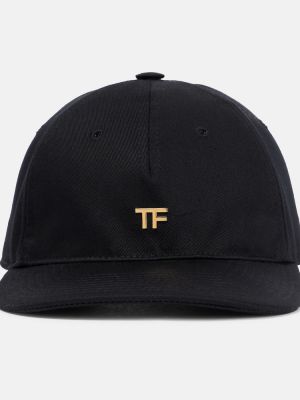 Памучна шапка с козирки Tom Ford черно