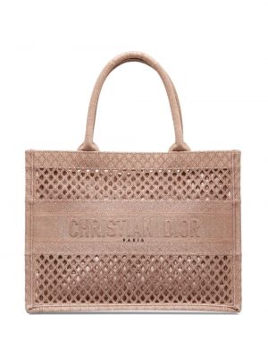 Мрежести шопинг чанта Christian Dior кафяво