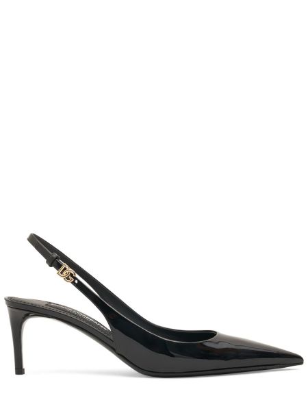 Pumpar med remmar i läder i lackläder med slingback Dolce & Gabbana svart