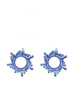 Boucles d'oreilles à boucle en cristal Amina Muaddi bleu