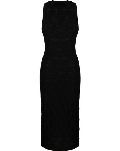 Приталенное платье миди с вышивкой Pinko, черное