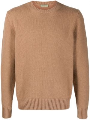 Вълнен пуловер с кръгло деколте Corneliani кафяво