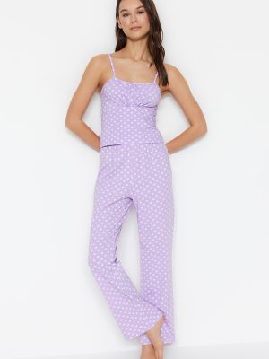 Piżama w grochy Trendyol fioletowa