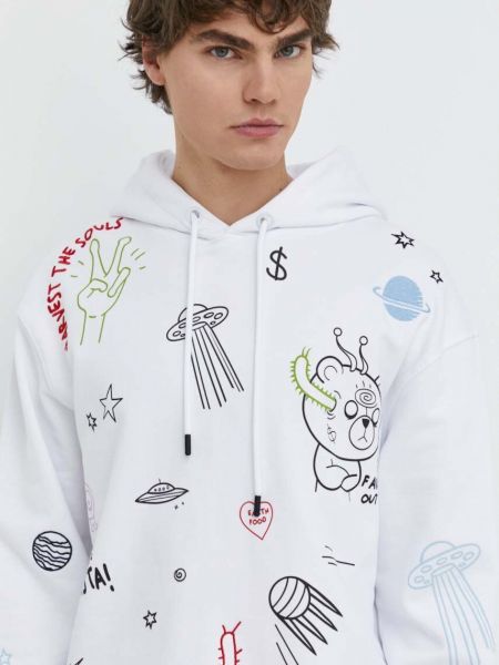 Pamučna hoodie s kapuljačom Sprayground bijela