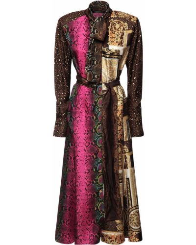 Sukienka z jedwabiu z paskiem Versace