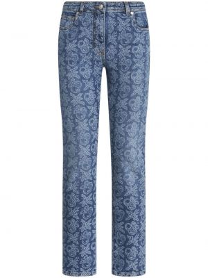 Jeans a vita alta con stampa Etro blu