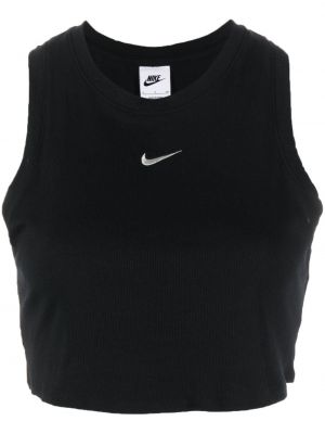 Спортни панталони с принт бродирани Nike черно