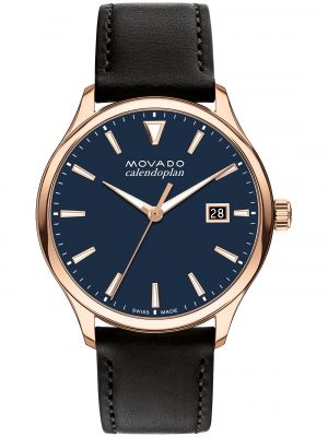 Кожаные часы Movado черные