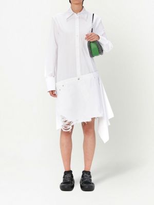 Sukienka koszulowa z przetarciami asymetryczna Jw Anderson biała
