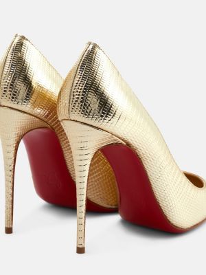 Pantofi cu toc din piele cu model piele de șarpe Christian Louboutin auriu