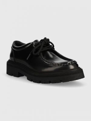 Kožne cipele s platformom s čipkom Garment Project crna