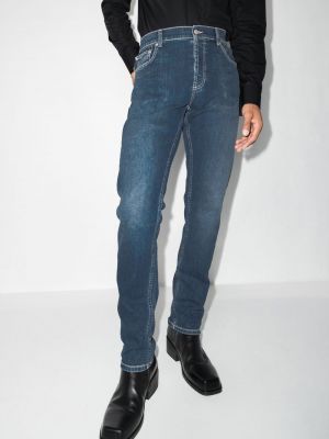 Straight fit džíny s výšivkou Alexander Mcqueen modré