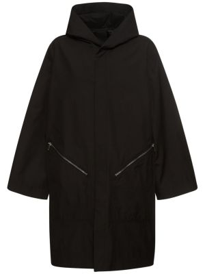 Krepový kabát s kapucňou Rick Owens čierna