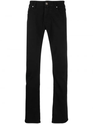 Bavlněné slim fit rovné kalhoty Jacob Cohen černé