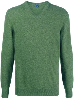 Kašmírový sveter s výstrihom do v Fedeli zelená