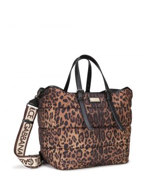 Bolso shopper con estampado leopardo Dolce & Gabbana marrón