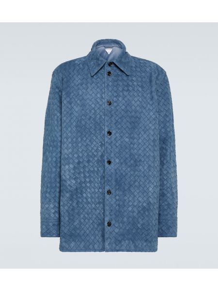 Δερμάτινο μακρύ πουκάμισο Bottega Veneta μπλε