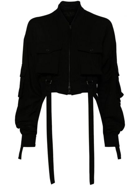 Cropped σακάκι Yohji Yamamoto μαύρο