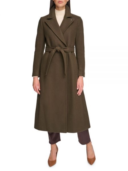 Шерстяное пальто с поясом Calvin Klein
