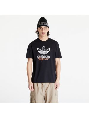 Ριγέ μπλούζα με κοντό μανίκι Adidas Originals μαύρο
