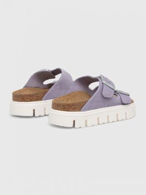 Papuci din piele cu platformă chunky Birkenstock violet