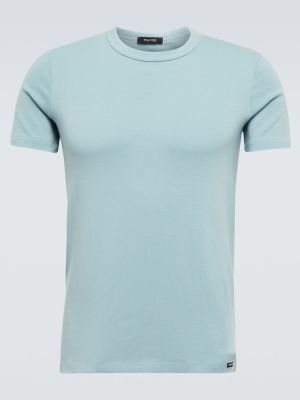 T-shirt di cotone in jersey Tom Ford blu