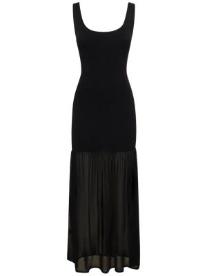 Sukienka długa z wiskozy Matteau czarna