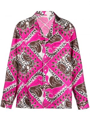Seiden hemd mit print Valentino Garavani pink