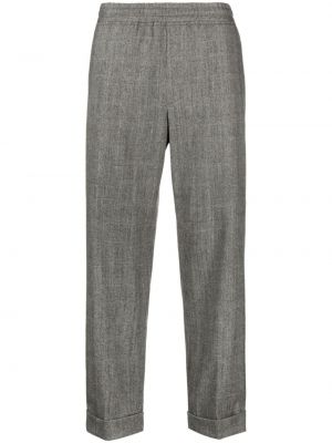 Ravne hlače s karirastim vzorcem Neil Barrett siva