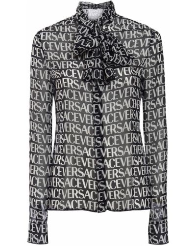 Jedwabna koszula szyfonowa Versace czarna