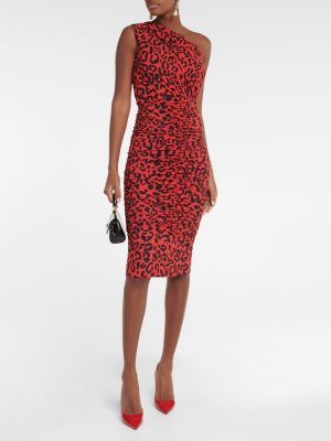 Robe mi-longue à imprimé léopard Dolce&gabbana rouge