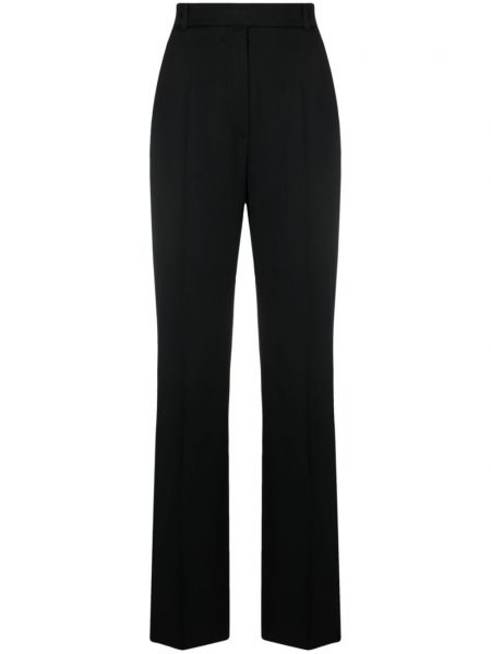 Vlněné rovné kalhoty Max Mara černé