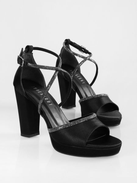 Pantofi din satin cu platformă Shoeberry negru