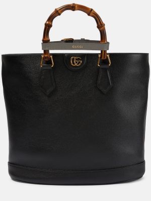 Kožená nákupná taška Gucci čierna