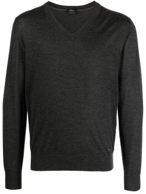 Kašmírový sveter s výstrihom do v Brioni sivá