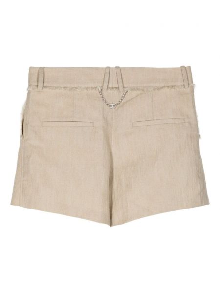 Shorts en coton plissées Rabanne beige