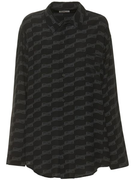 Копринена сатенена риза Balenciaga черно