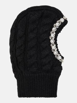 Pletená čiapka z alpaky Simone Rocha čierna