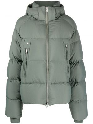 Péřová bunda na zip s kapucí Y-3 zelená