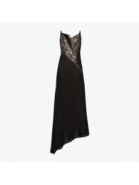 Шелковое платье без рукавов с кружевными вставками Givenchy черный