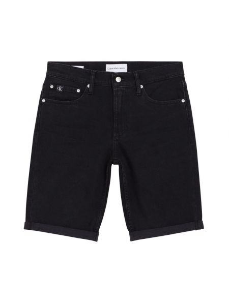 Szorty jeansowe slim fit Calvin Klein Jeans czarne